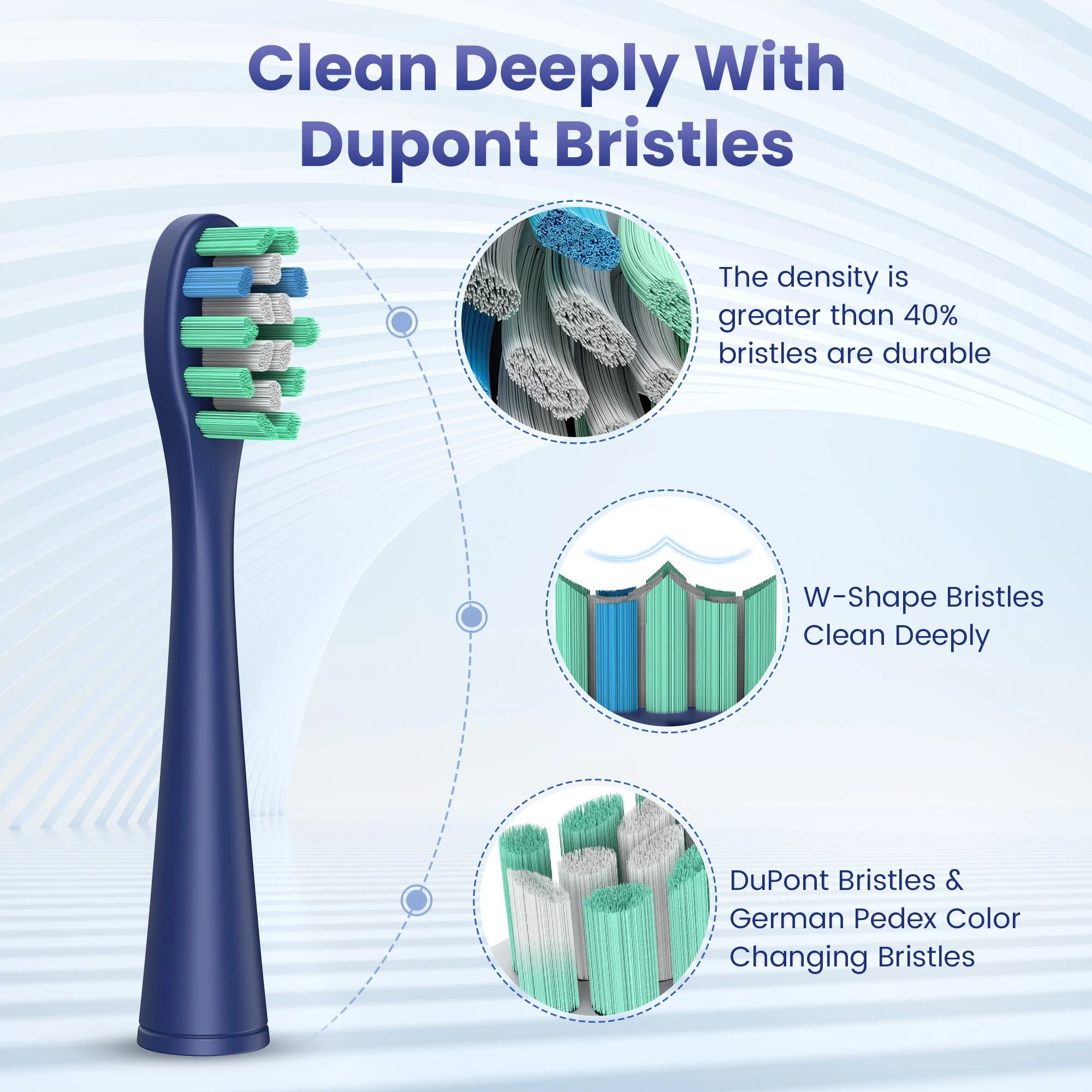Sonic Electric Toothbrush Rechargeable with 5 Modes and 6 Brush Heads
