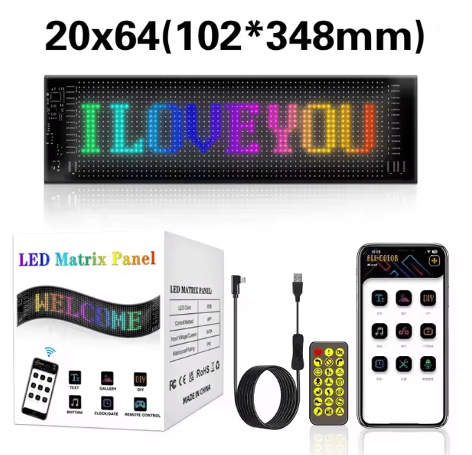 LED Matrix Car Windshield Display with App Control Flexible LED Car Display Panel