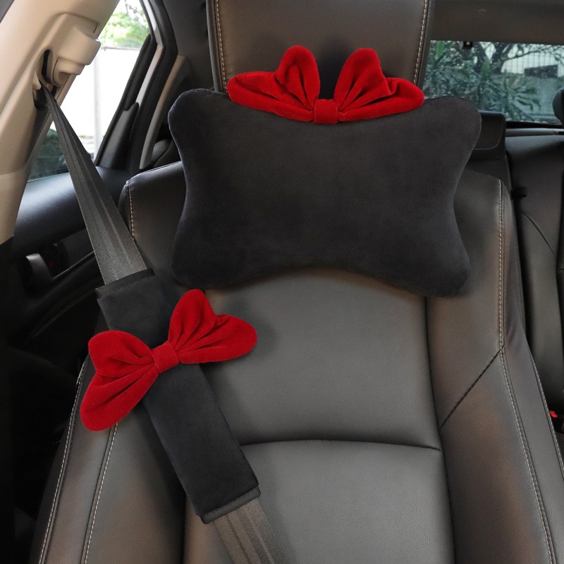 Universal Auto Car Neck Pillow, Seat Headrest Support Seatbelt Cover for Women Car Accessories