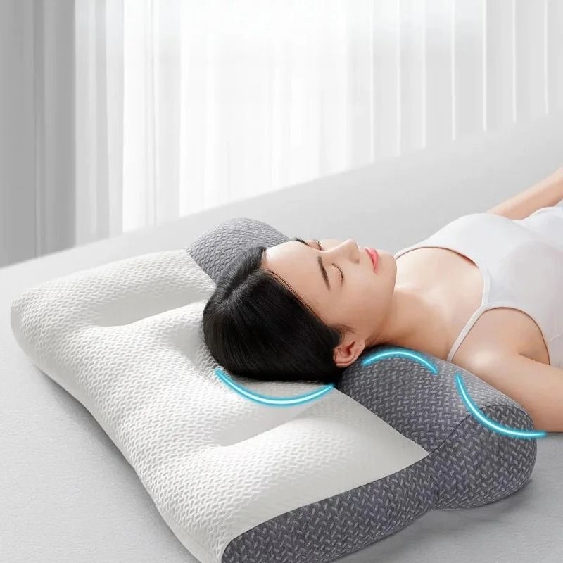 Orthopedic Cervical Pillow for Neck Support and Sleep Aid with Zoned Traction and Soy Fiber Core