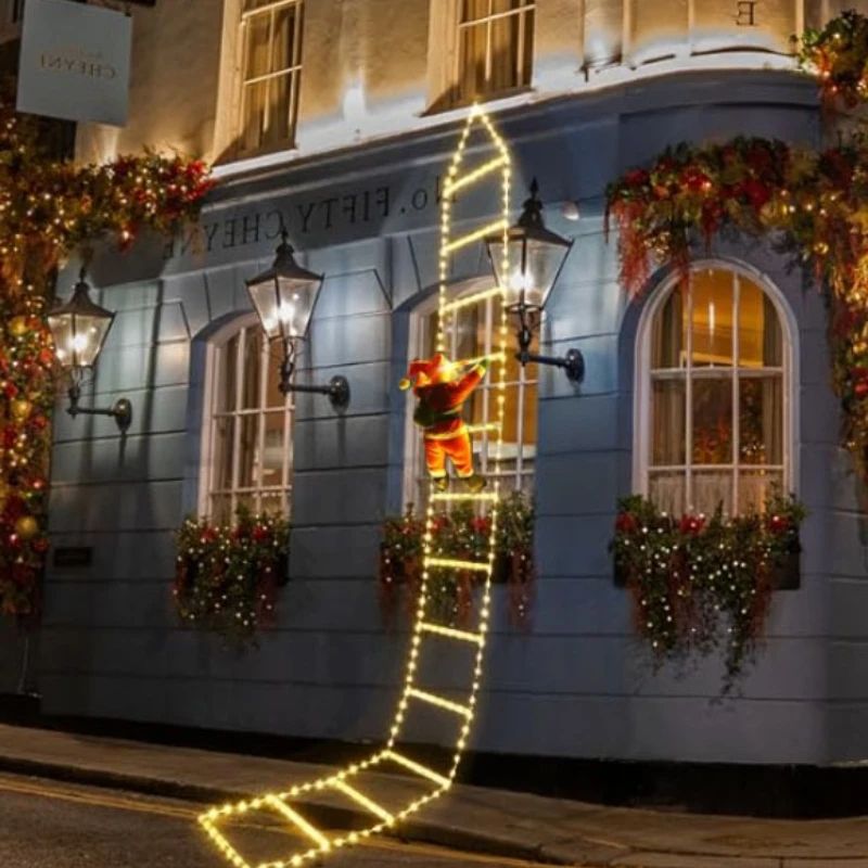 LED Santa Ladder Climbing Light with 8 Modes USB Powered Christmas Decor