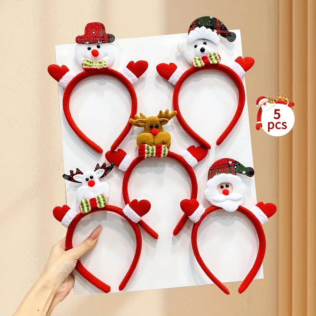 5pcs Christmas Santa Snowman Reindeer Party Headbands
