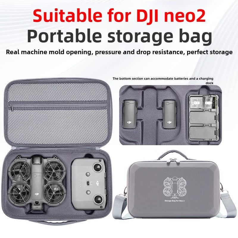 Shockproof Shoulder Carrying Case for DJI Neo 2 with RC N3 and Battery Storage