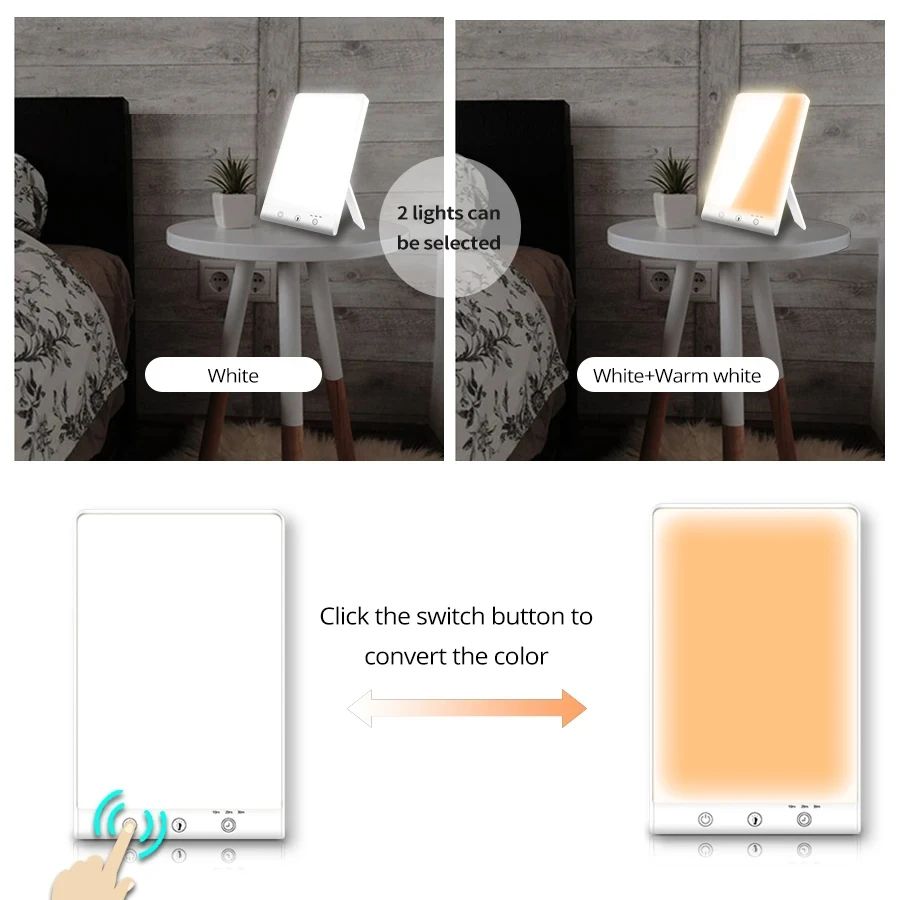 10,000 Lux SAD Light Therapy Lamp, Daylight Mood Booster 3200K, Touch Dimmable Winter Depression Light, Night Lamp