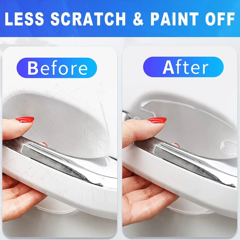 Car Door Handle Bowl Scratch Protectors – Invisible Transparent Stickers, Anti-Collision Silicone Protection Strips