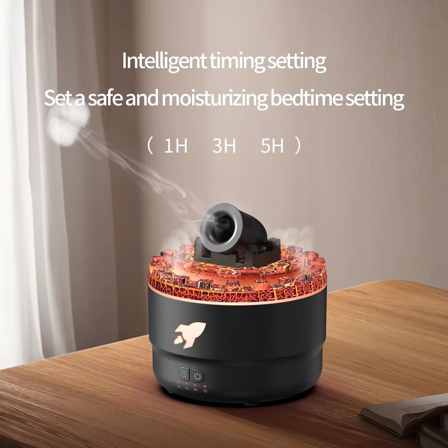 Volcanic Crack Light Cannon Humidifier, Aromatherapy Oil Diffuser with Lava Crack Design & Night Light