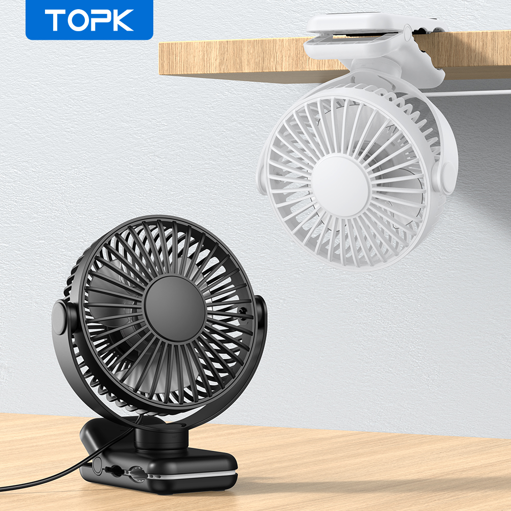 Portable USB Clip-On Desk Fan Brushless Motor, Ultra-Quiet Airflow, Sturdy Clamp for Office or Bedroom