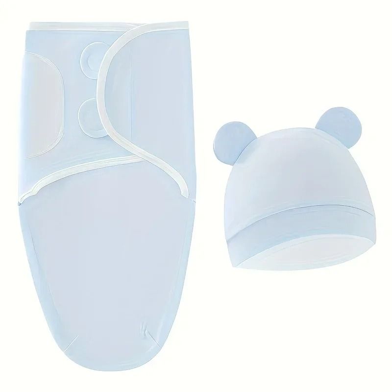1pc Baby Swaddle Set with Hat - Ultra-Soft Gray Star, Cloud & Moon Patterns