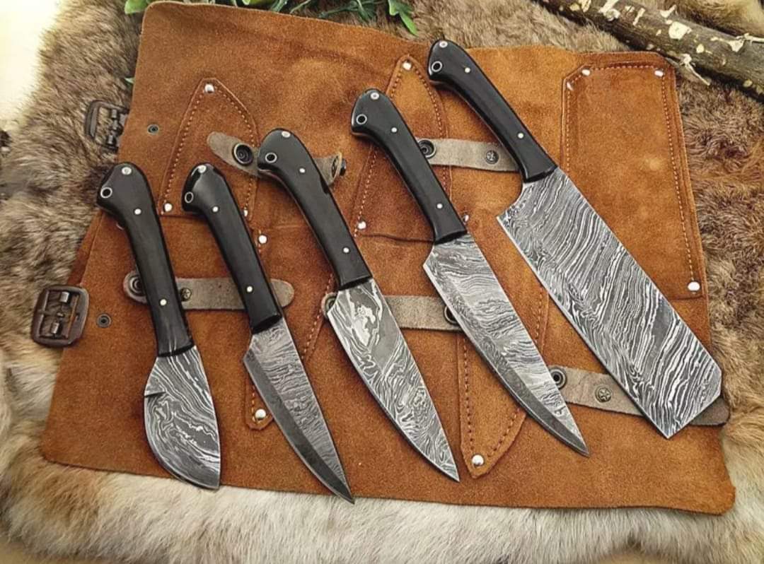 5-Piece Damascus Chef Set – Custom Handmade Knives | Personalized Gift for Mother