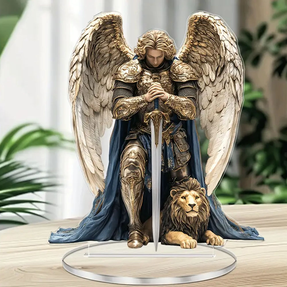 Archangel Michael Statue Guardian Angel Desk Decor for Home Office Spiritual Gift