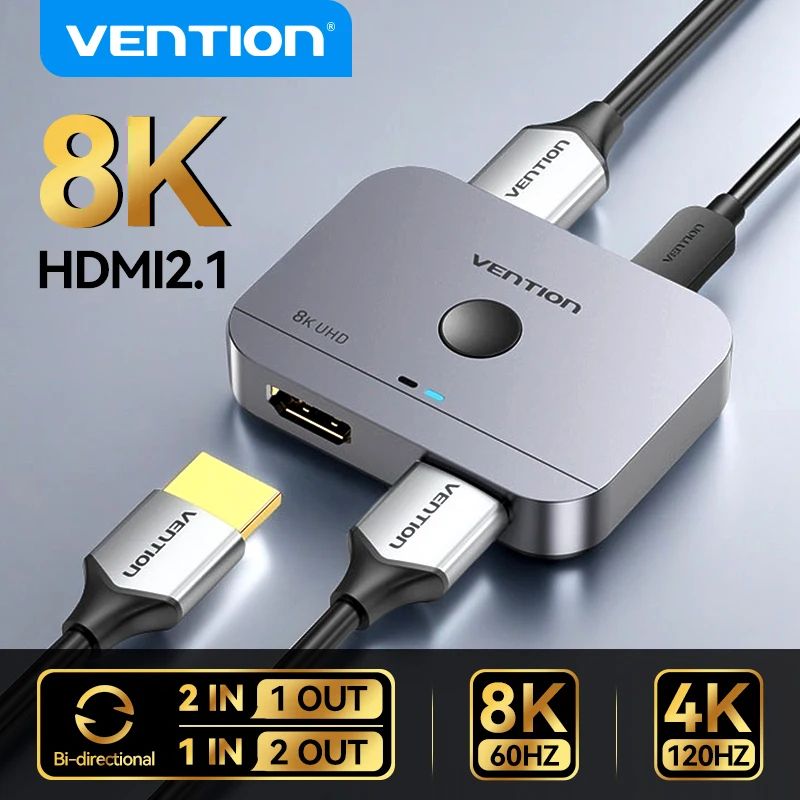 Vention HDMI 2.1 Splitter 8K 60Hz Bi-Directional Switch for PS5 Xbox and TV