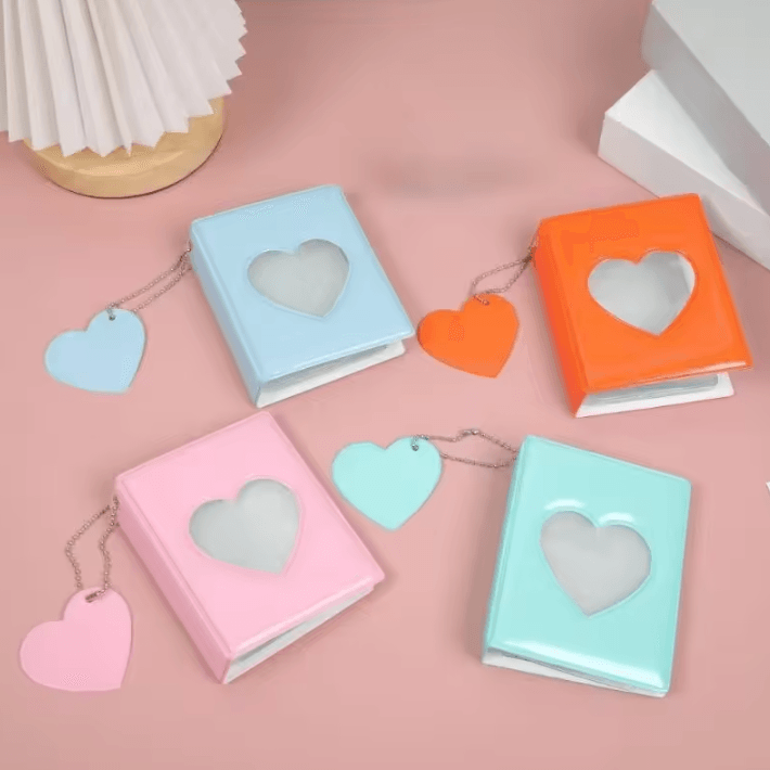 Heart Pendant Photo Album – 3Inches Solid Color Kpop Photocard Holder & Polaroid Collectible Card Organizer