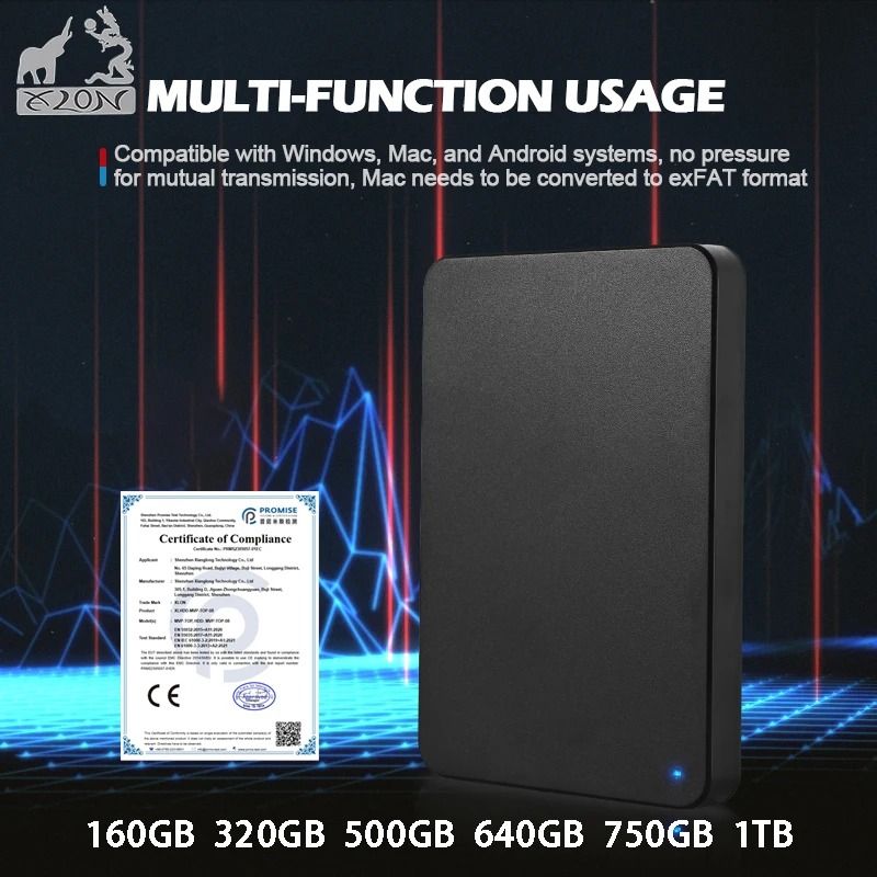 Portable External Hard Drive USB 3.0 High Speed HDD for Laptop PC MacBook PS4 PS5