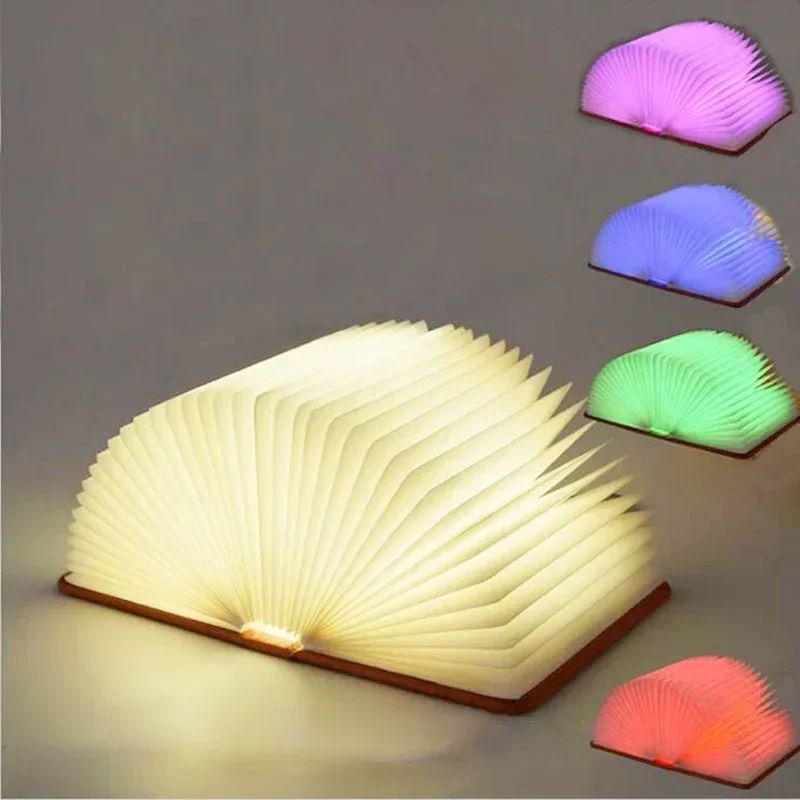 Wooden Folding LED Book Light RGB Night Lamp