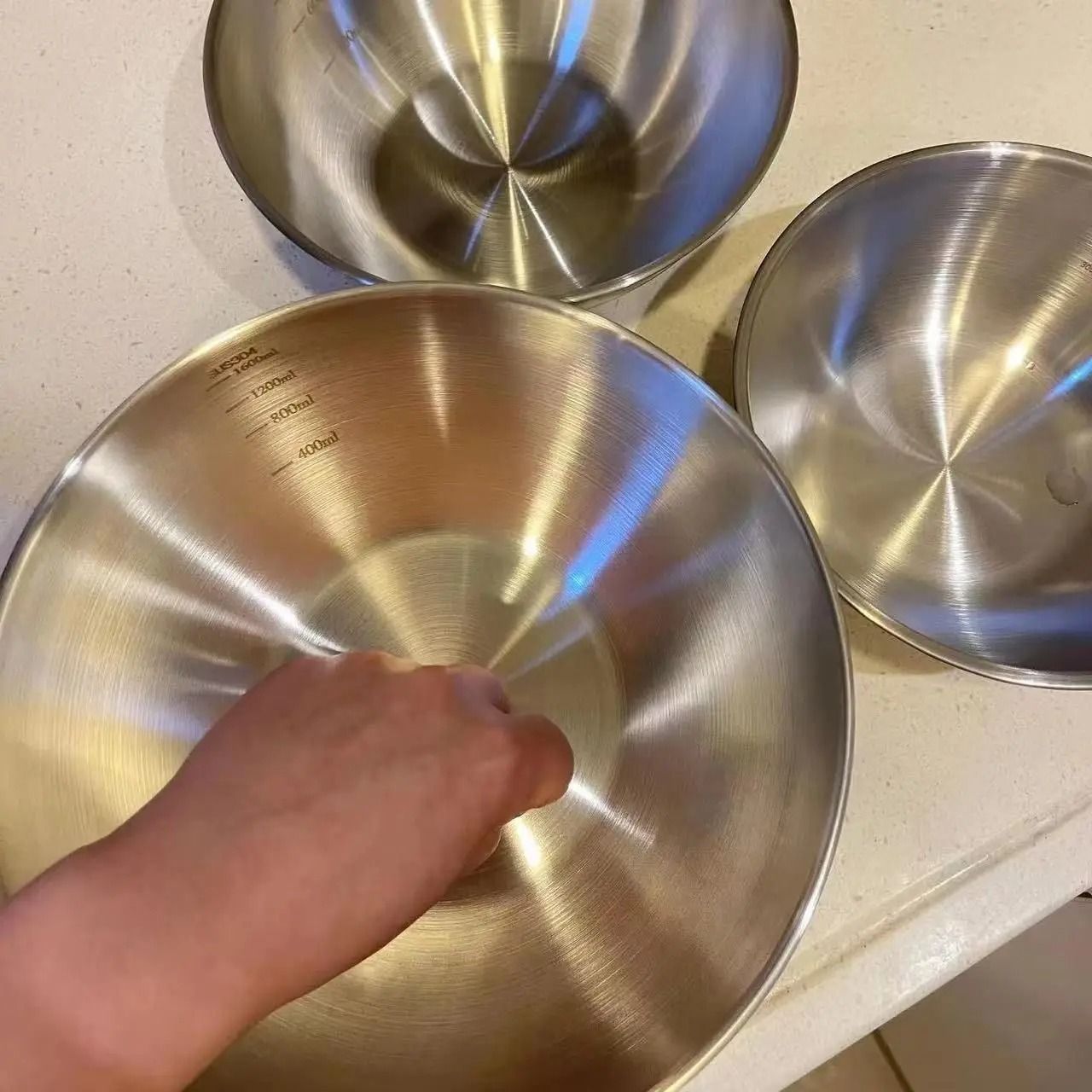 Stainless Steel Mixing Bowl Set With Measurement Scale