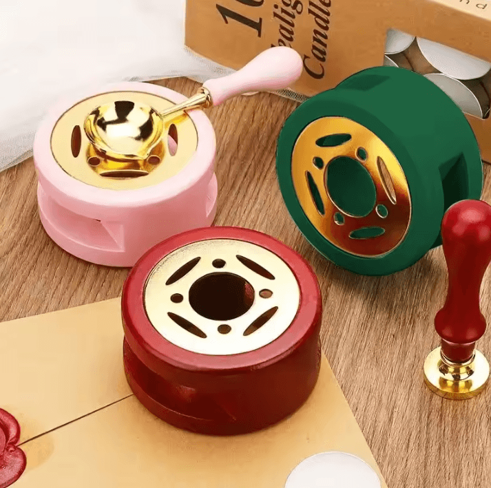 Wax Melting Furnace Set with Spoon & Metal Sheet – Lacquer Seal Furnace for Stamping, Hollow Circle Tool Kit