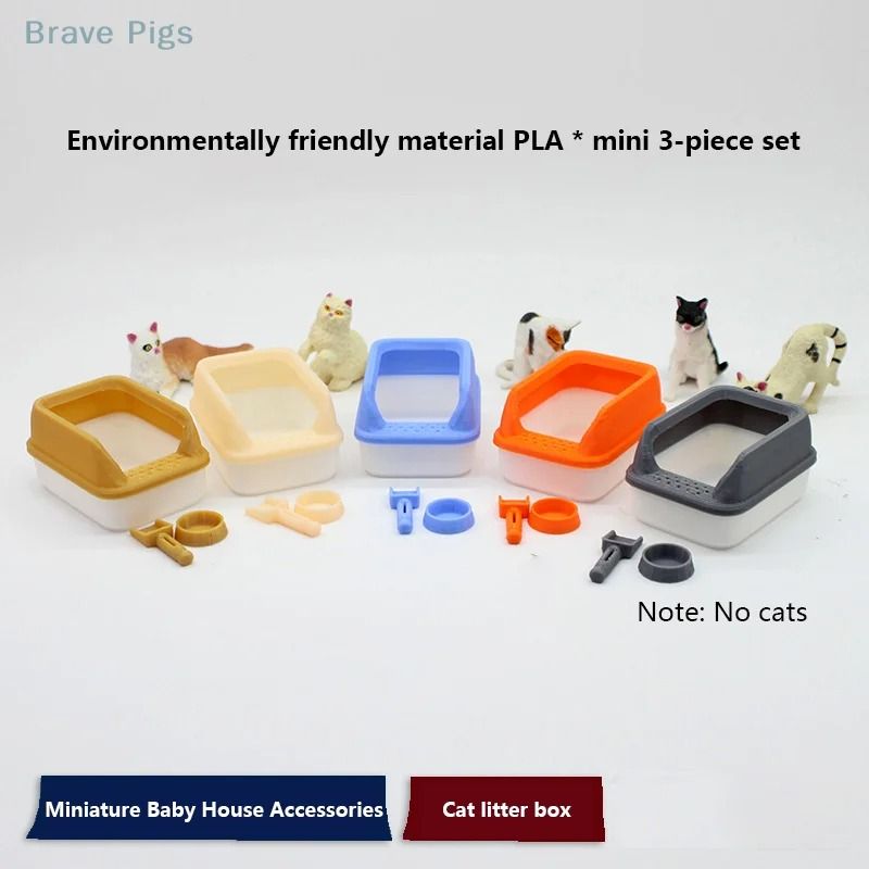 Artisan Pet Sanctuary Miniatures | 3-Piece Cat Litter Box & Accessory Set | Executive Studio & Zen Sanctuary Decor