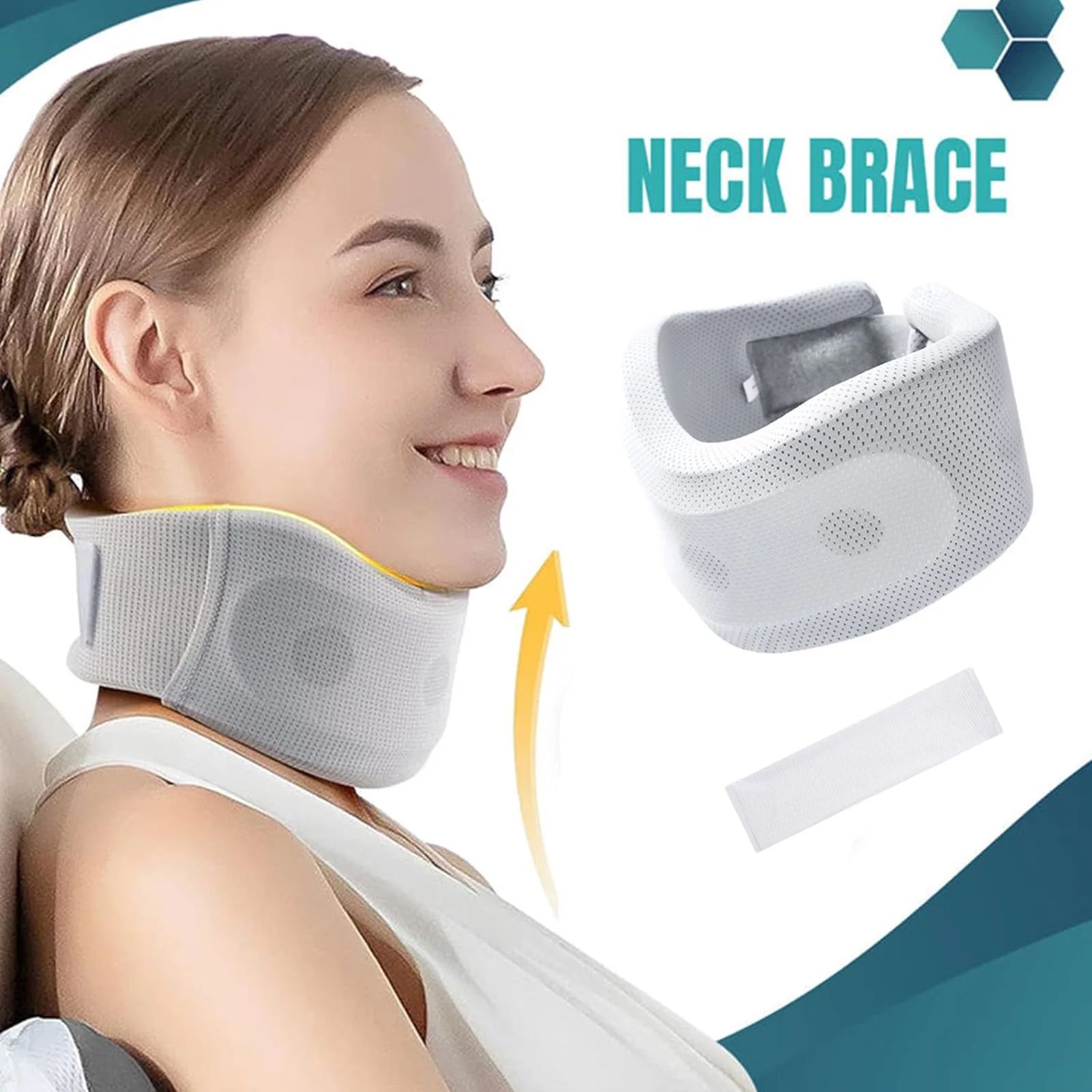 Adjustable Soft Foam Cervical Neck Collar | Support Brace with Replacement Cover for Travel, Office, Sleeping & Recovery
