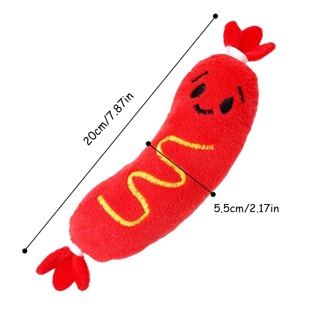 Professional Hot Dog Squeaky Plush Pet Toy