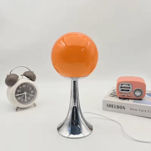 Glass Round Table Lamp Elegant Bedside and Desktop Night Light for Cozy Room Atmosphere