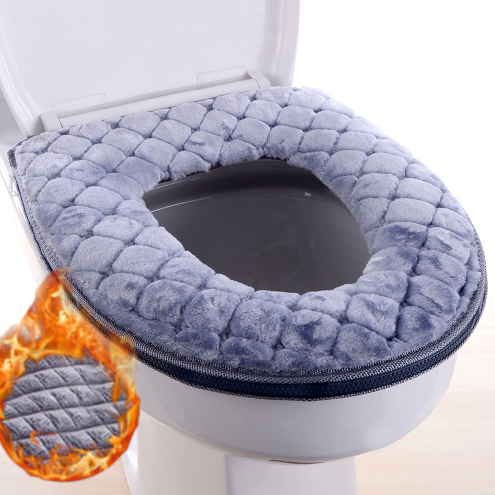 Soft Plush Winter Bathroom Toilet Seat Cover, Washable O-shaped Toilet Lid Cushion, Warm Household Supplies