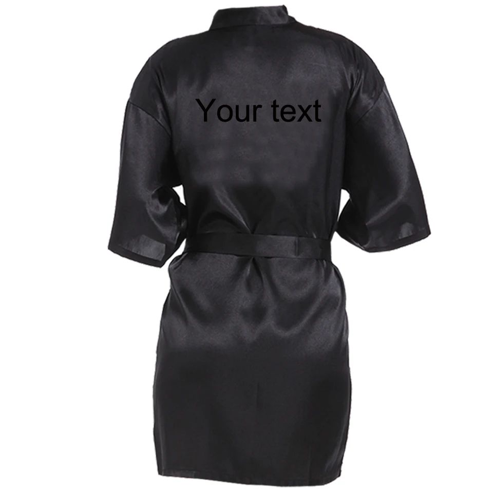 Personalized Faux Silk Bridal Robe with Custom Name & Date – Elegant Bride & Bridesmaid Getting Ready Robe