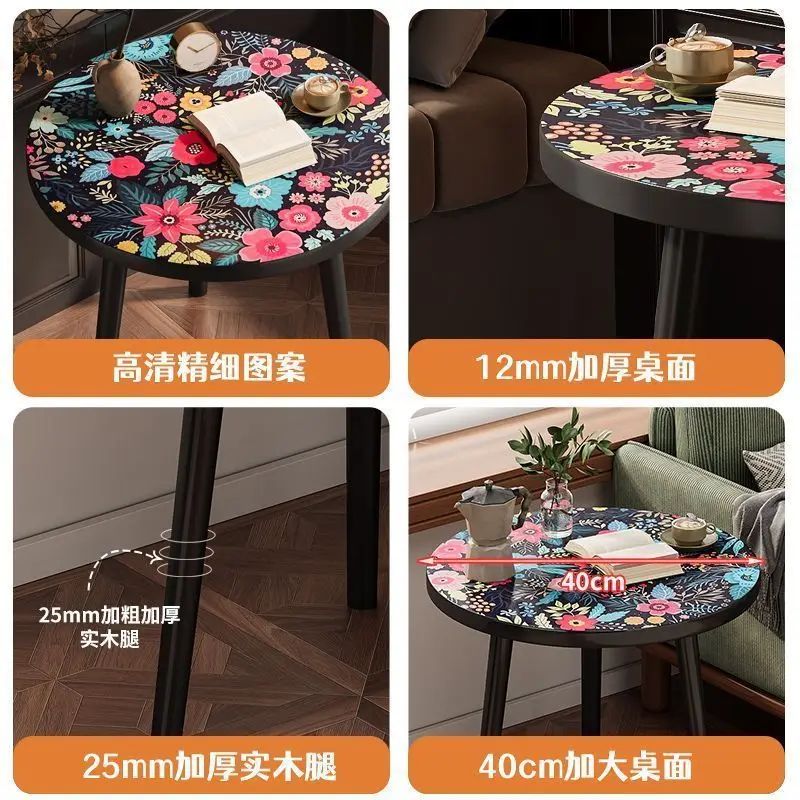 Mandala Wooden Round Side Table
