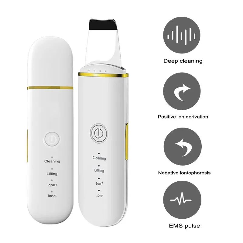 Ultrasonic Skin Scrubber Facial Spatula Blackhead Remover with Ion Cleansing Modes