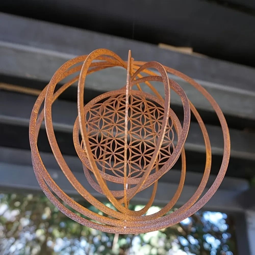 Rustic Metal Wind Spinner Spiral Weather Vane Outdoor Hanging Decor