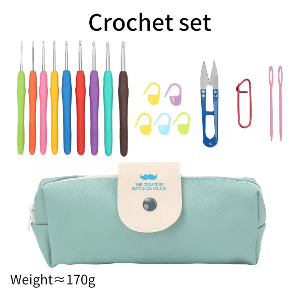 Ergonomic Extra-Long Crochet Hook Set – Complete Beginner Crochet Kit with Case