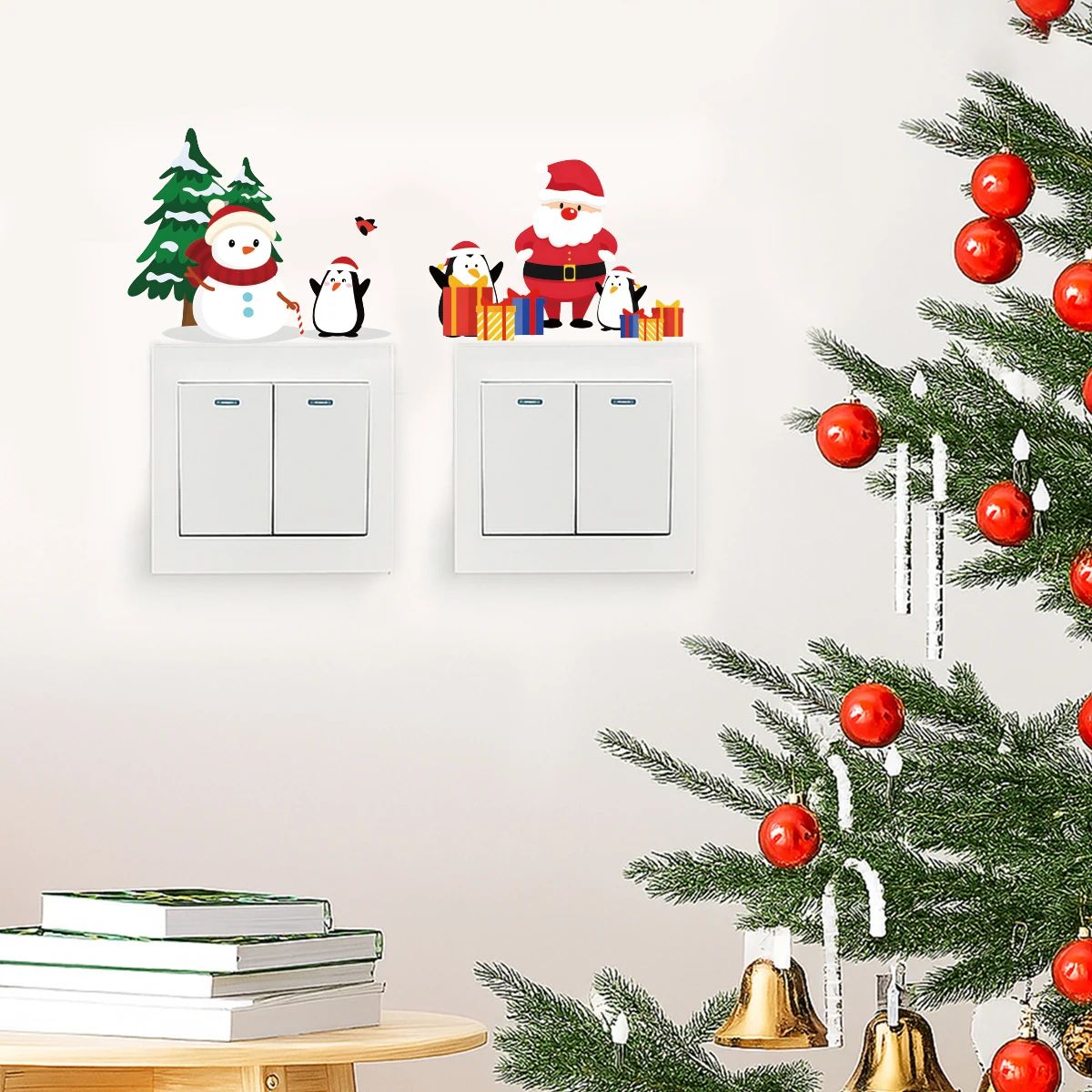 4pcs Santa Reindeer Christmas Light Switch Wall Stickers