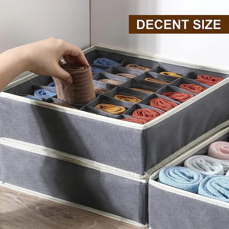 Foldable Sock Underwear Organizer Drawer Closet Organizer Box with Dividers for Socks Ties and Lingerie