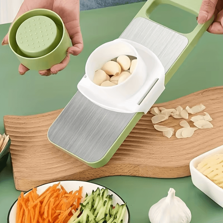 7-in-1 Multifunction Vegetable Slicer & Grater Set – Manual Cutter with Interchangeable Blades