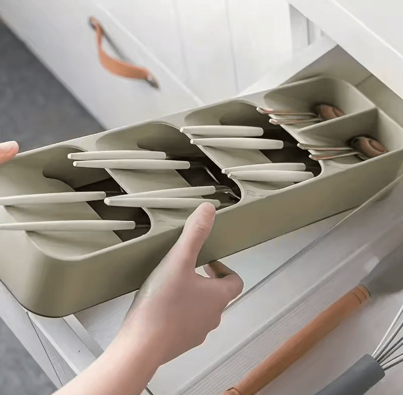 Multi-Purpose Cutlery Storage Tray | Compartmentalized Kitchen Drawer Organizer Box