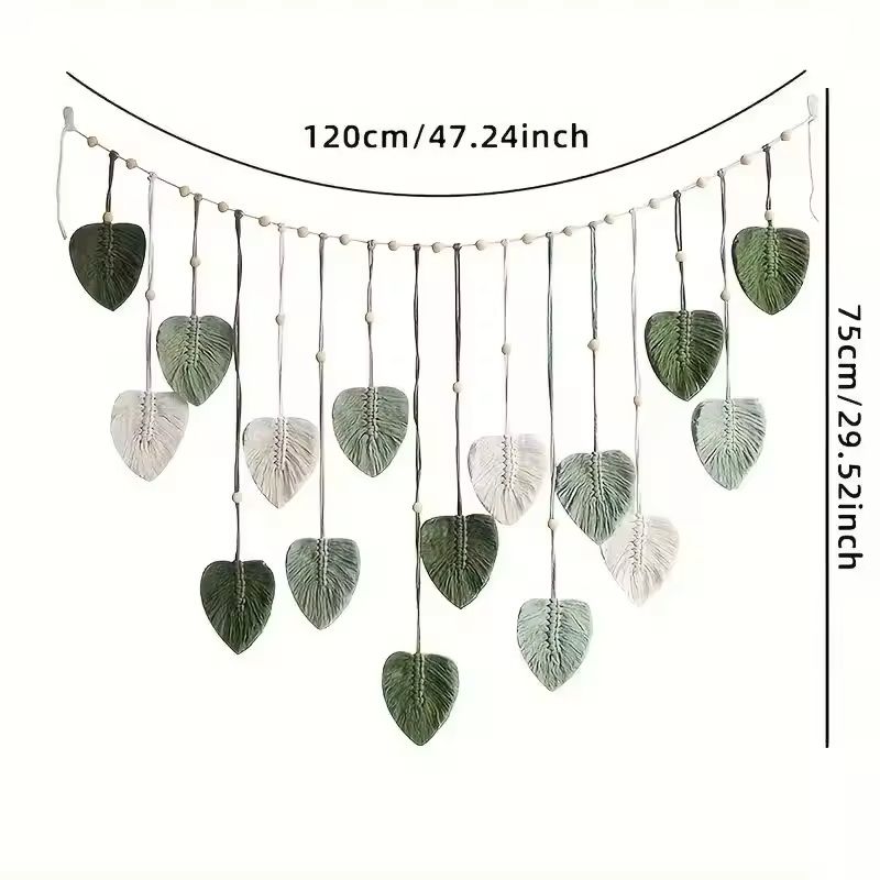 Boho Macrame Leaf Wall Hanging for Bedroom and Living Room Decor
