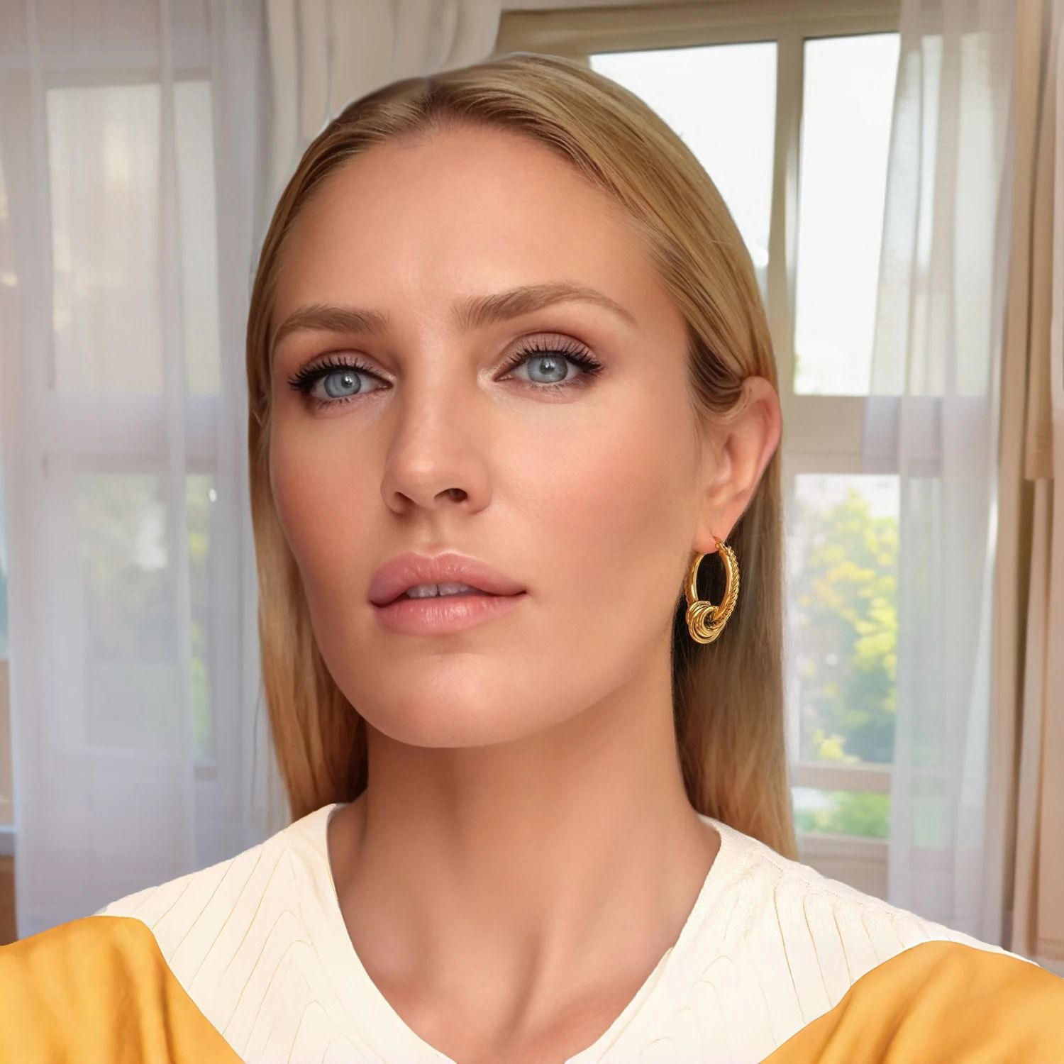 Multilayer Circle Twist Earrings Gold Plated Stainless Steel Statement Earrings