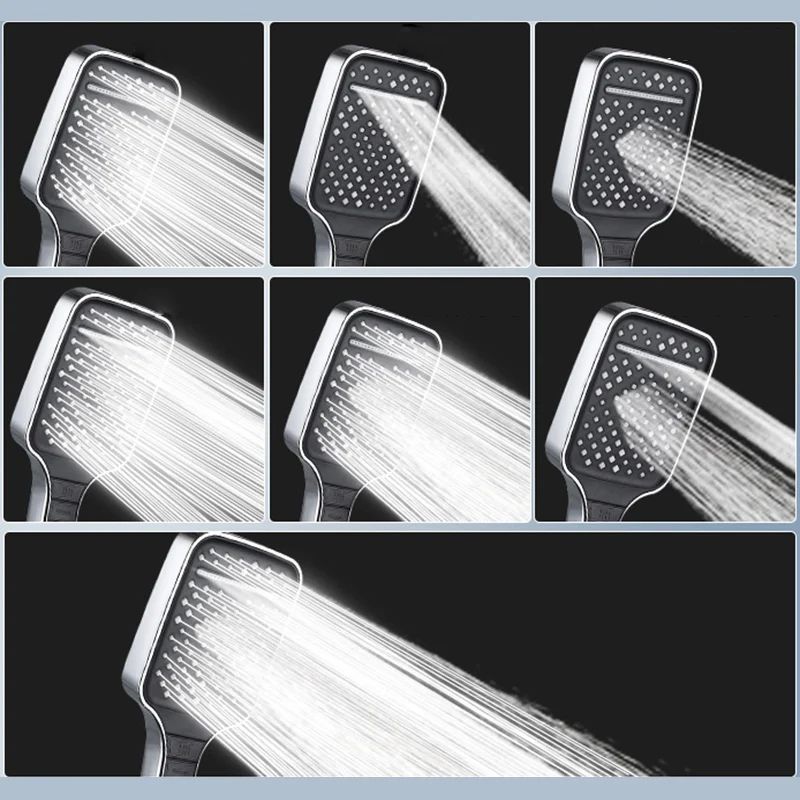 High Pressure Shower Head 7 Mode Adjustable Water Saving Shower Set