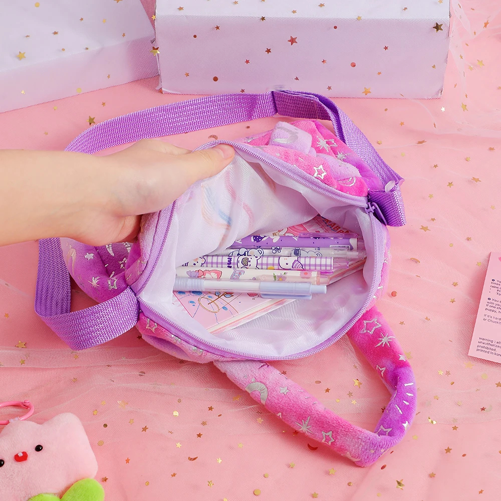 Plush Unicorn Crossbody Bag for Girls Kids Shoulder Purse Cute Student Gift Pencil Case Coin Wallet Travel Accessory