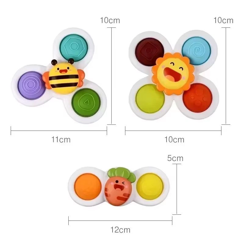 SplashSpin 3 Pack Suction Spinner Baby Bath Toys Set