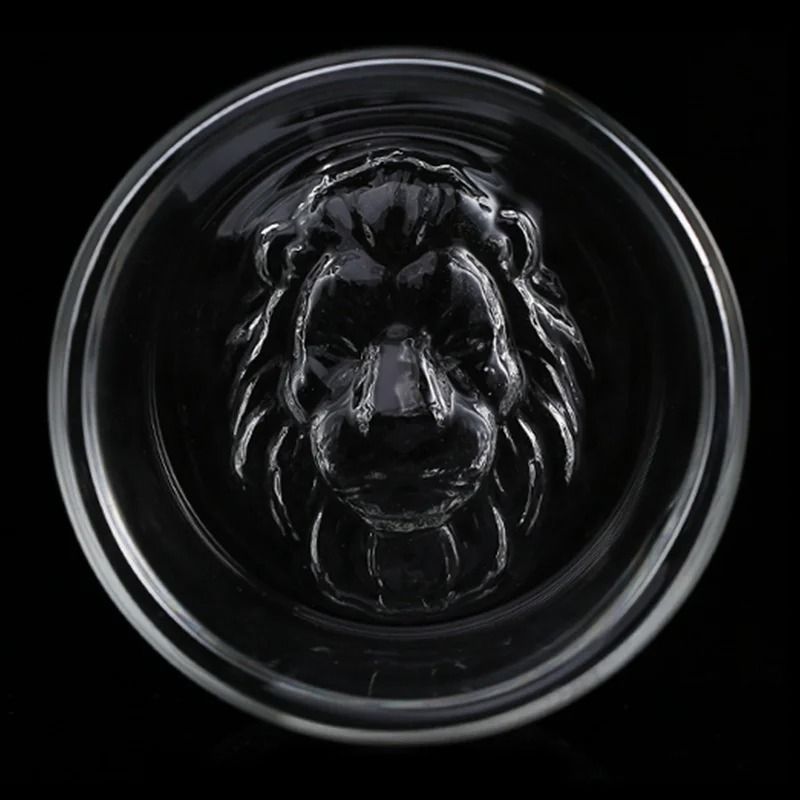 Creative Lion Head Double Wall Glass Whiskey and Spirits Mug