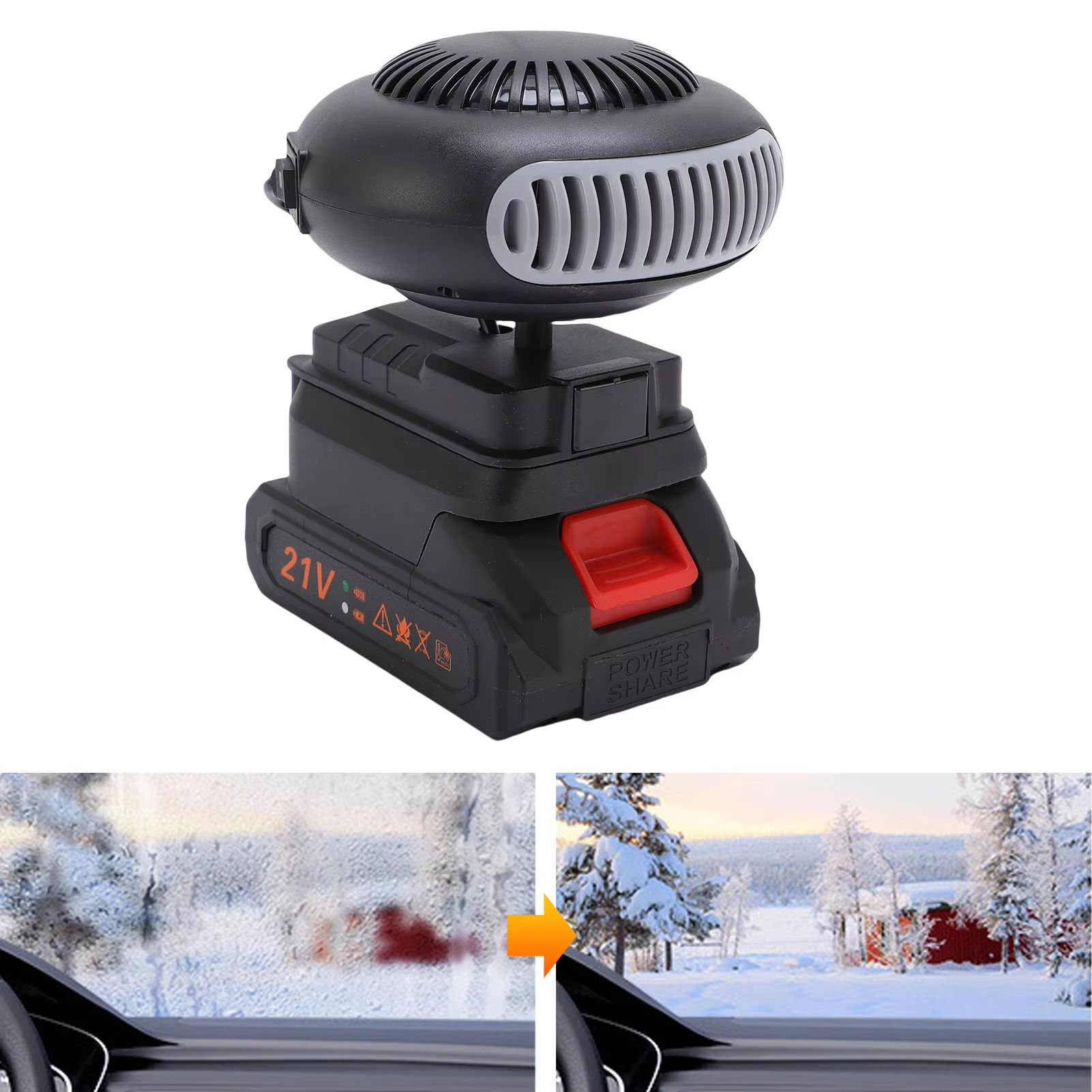 Portable Car Heater & Window Defogger – Compact ABS Small Space Heater with US Plug