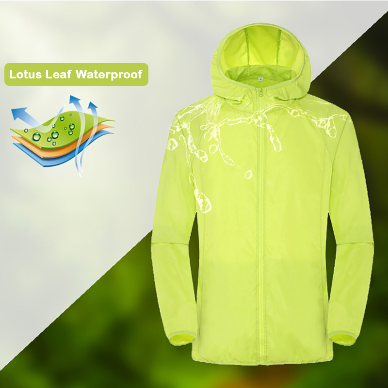 Waterproof Camping Jacket for Men & Women, Quick-Dry Windbreaker with Sun Protection & Pockets