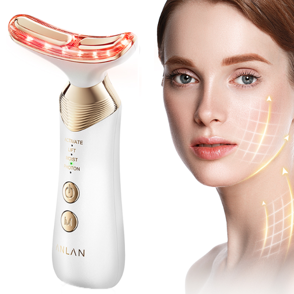 Dual Polar Neck Beauty Device, Anti Aging Remove Double Chin EMS Facial Lifting, 5-color Photon Warm Facial Massager