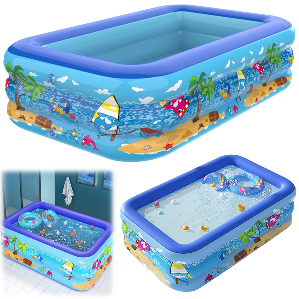 Rectangle Framed Children Swimming Pool, Inflatable Swimming Pool Large Family Pools, Summer Outdoor Pool Baby Bathtub