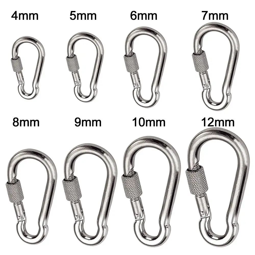 Stainless Steel Quick Link Screw Lock Carabiner (M4–M12) – Spring Snap Hook for Camping, Travel & Rigging