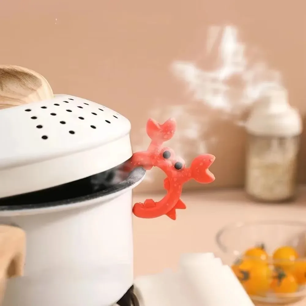4/1PCS Silicone Spatula Rack, Small Crab Anti-Scalding Pot Clip, Universal Spoon Holder Clip, Overflow Shovel Rack