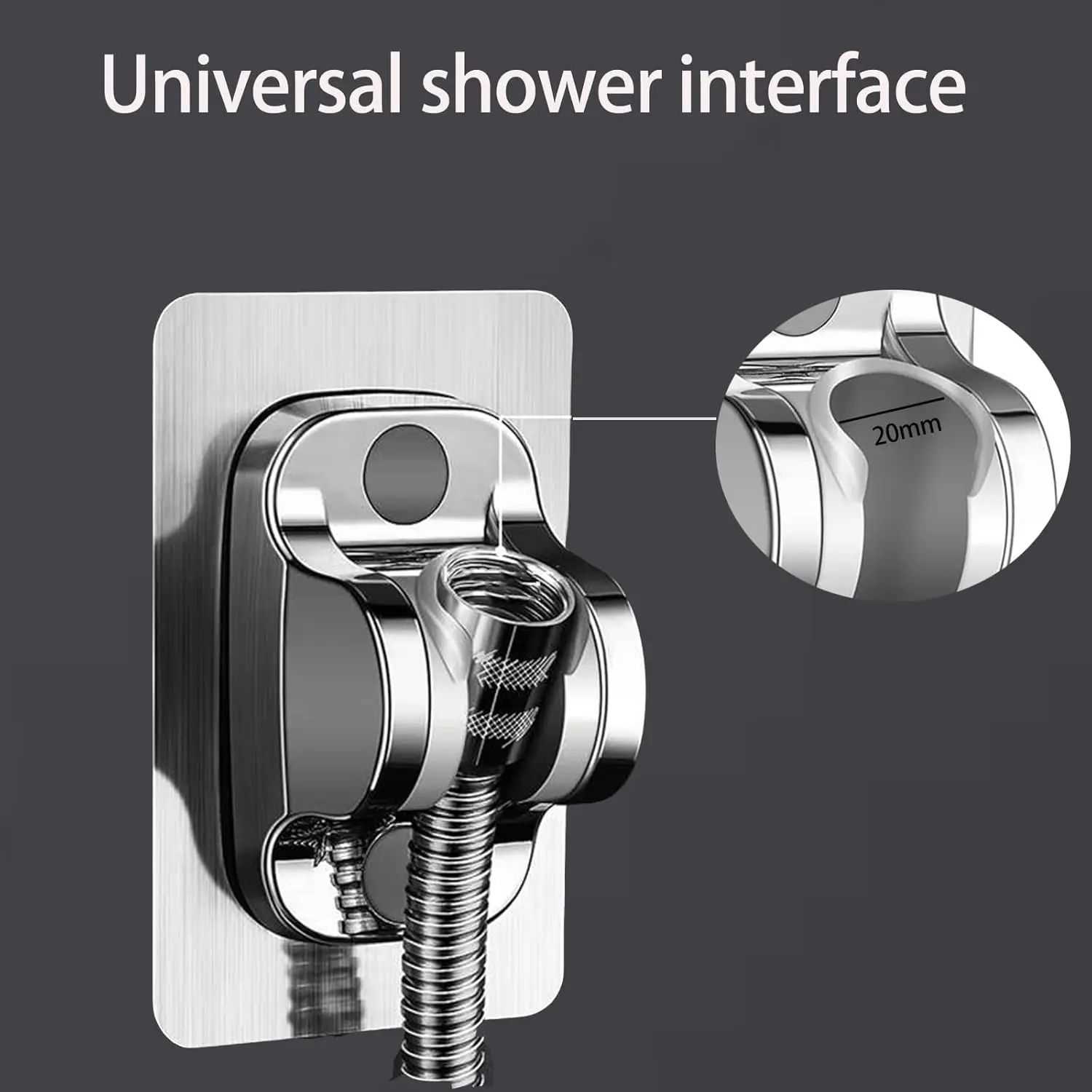 1PC Wall Mount Strong Adhesive Shower Head Holder – ABS Waterproof Adjustable Bathroom Bracket