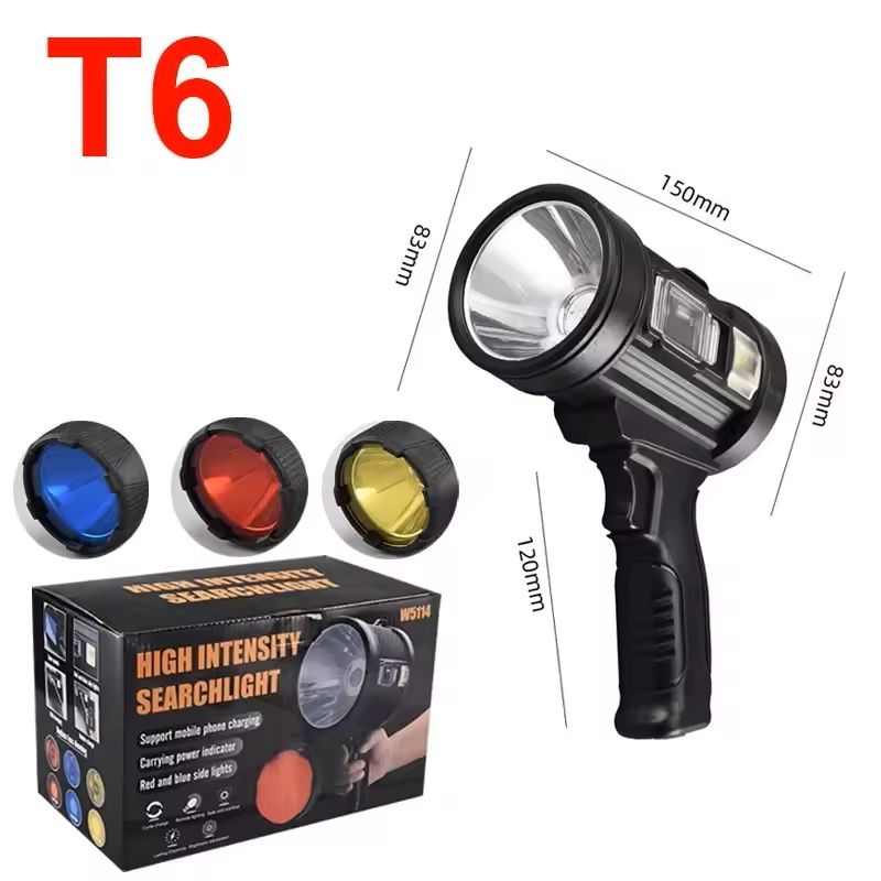 Rechargeable Spotlight 1000000 Lumens Handheld Flashlight with COB and Solar Panels
