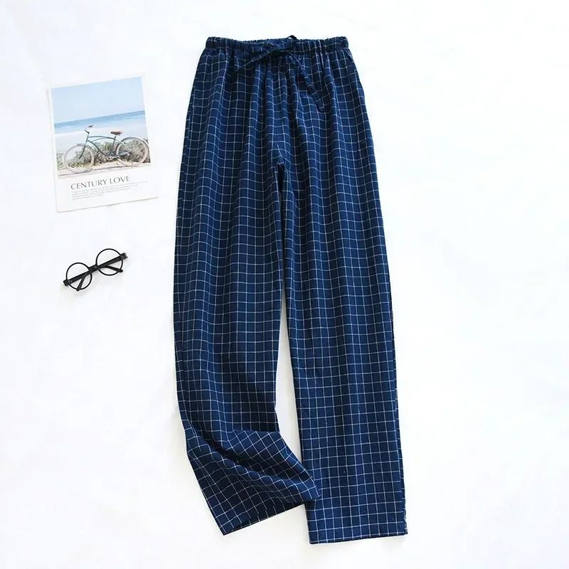 Mens Plaid Cotton Pajama Pants | Breathable Summer Sleepwear