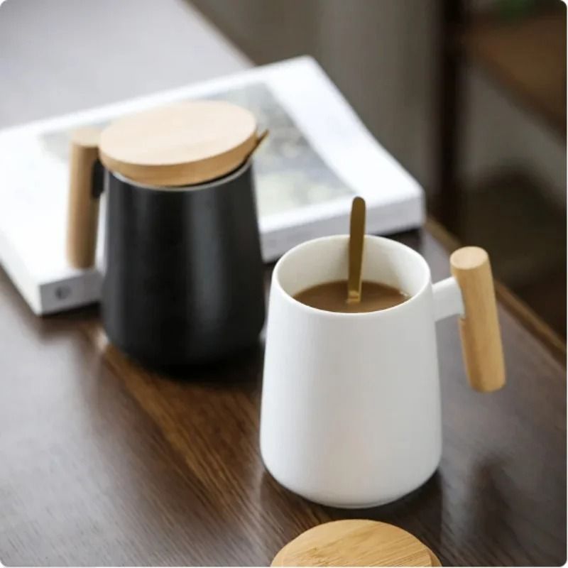 Vintage Nordic Wooden Handle Ceramic Infusion Mug
